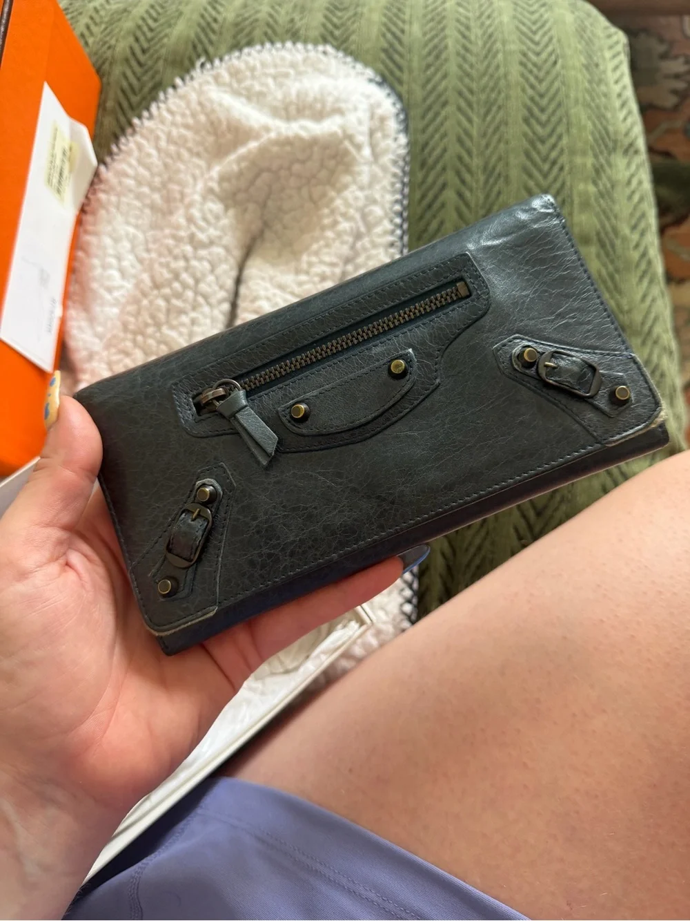 Balenciaga lambskin classic moto wallet